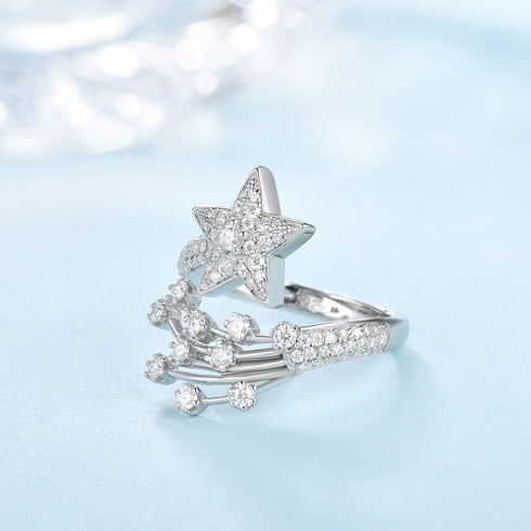 Galaxy Star Moissanite Open Ring